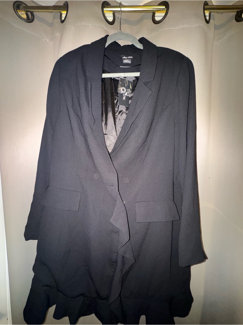 City Chic Black Ruffle-Hem Blazer Dress